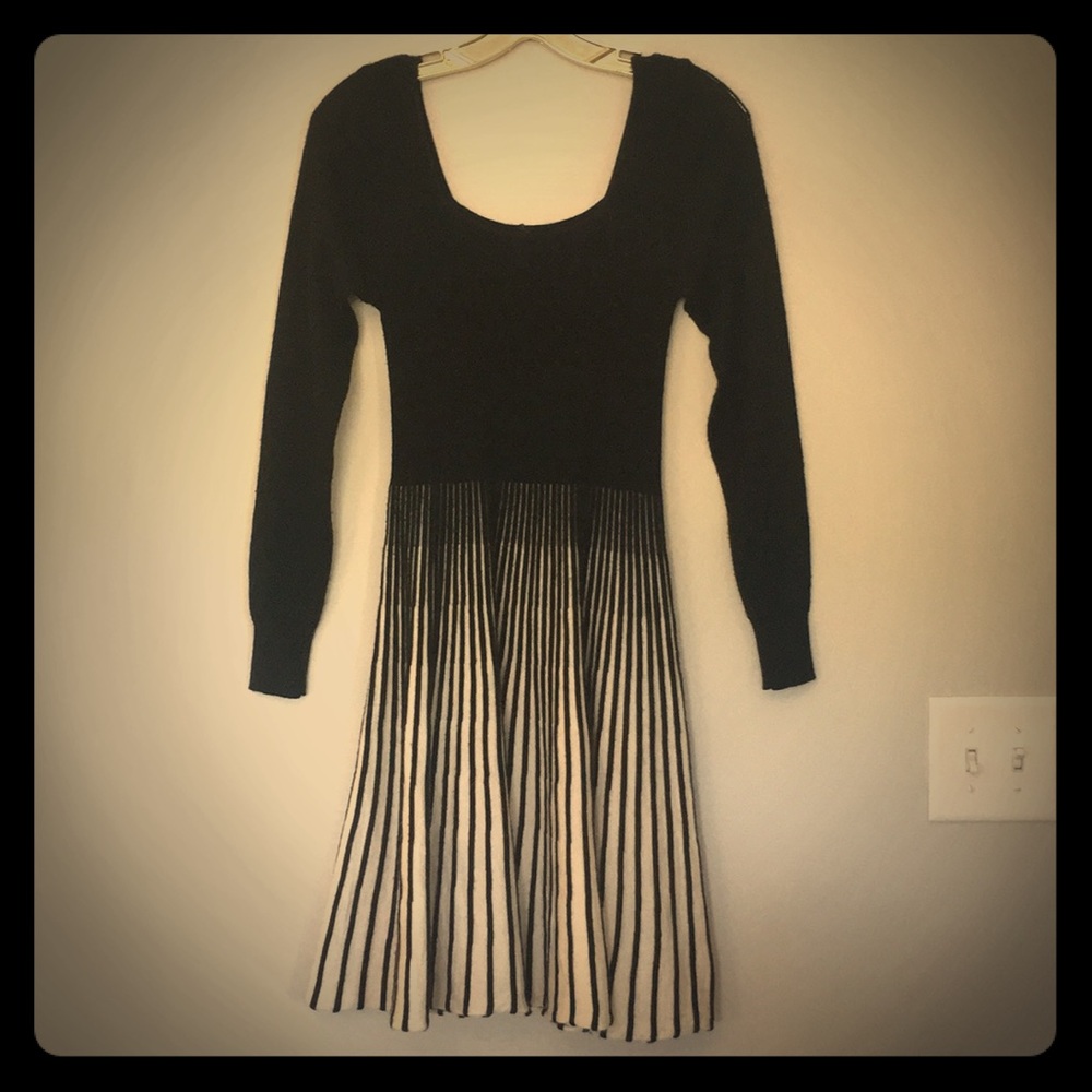 Black and White Striped Sweater Dress